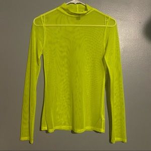 Neon green mesh turtleneck